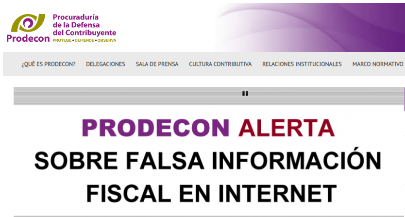 PRODECON alerta sobre falsa información fiscal en internet